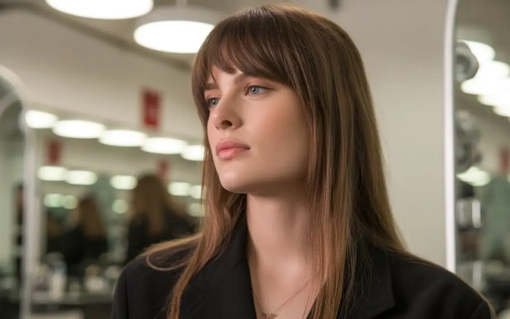 Curve hair Bangs, beauty salon female model