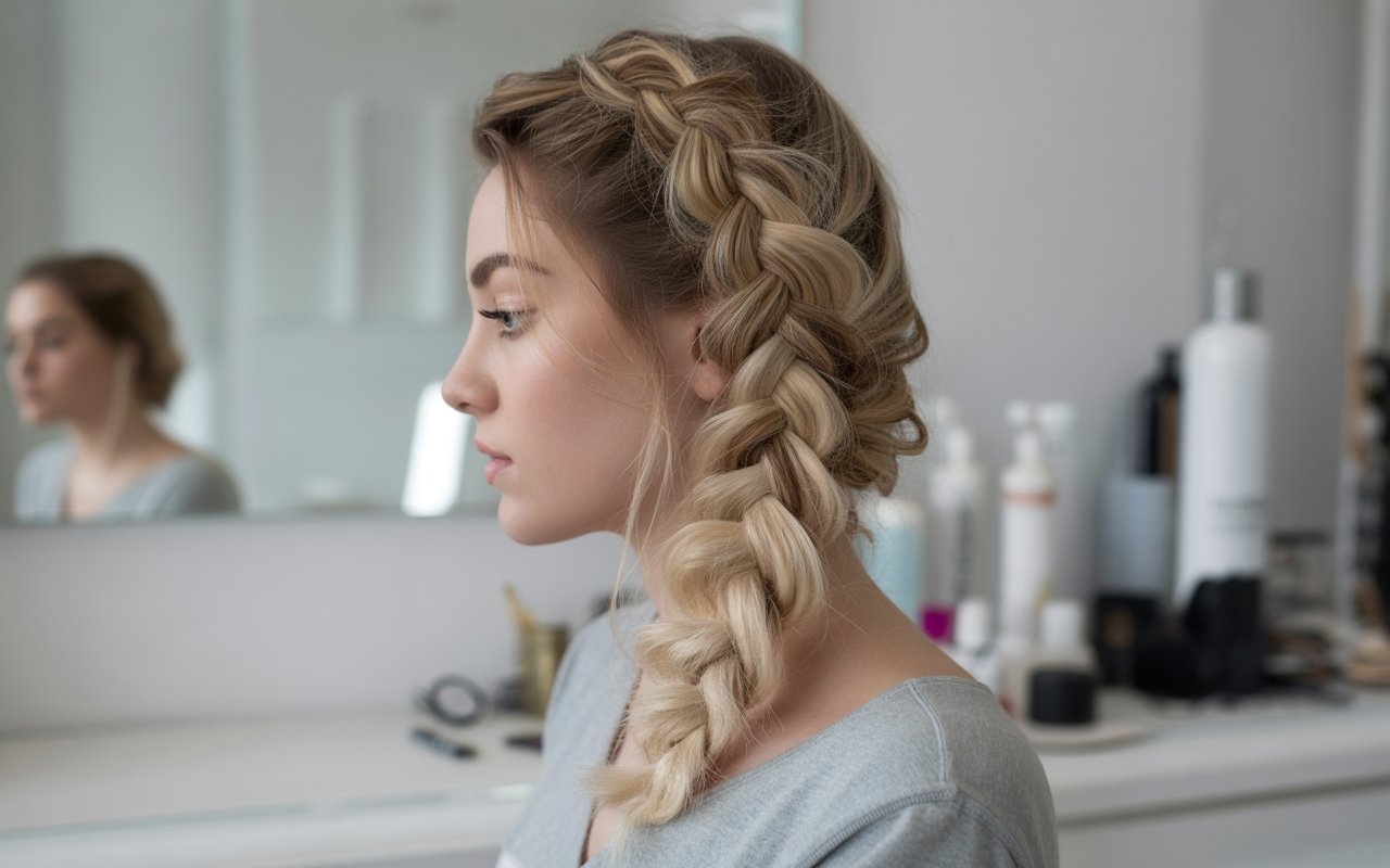 Woman with big Pull-Through Braid