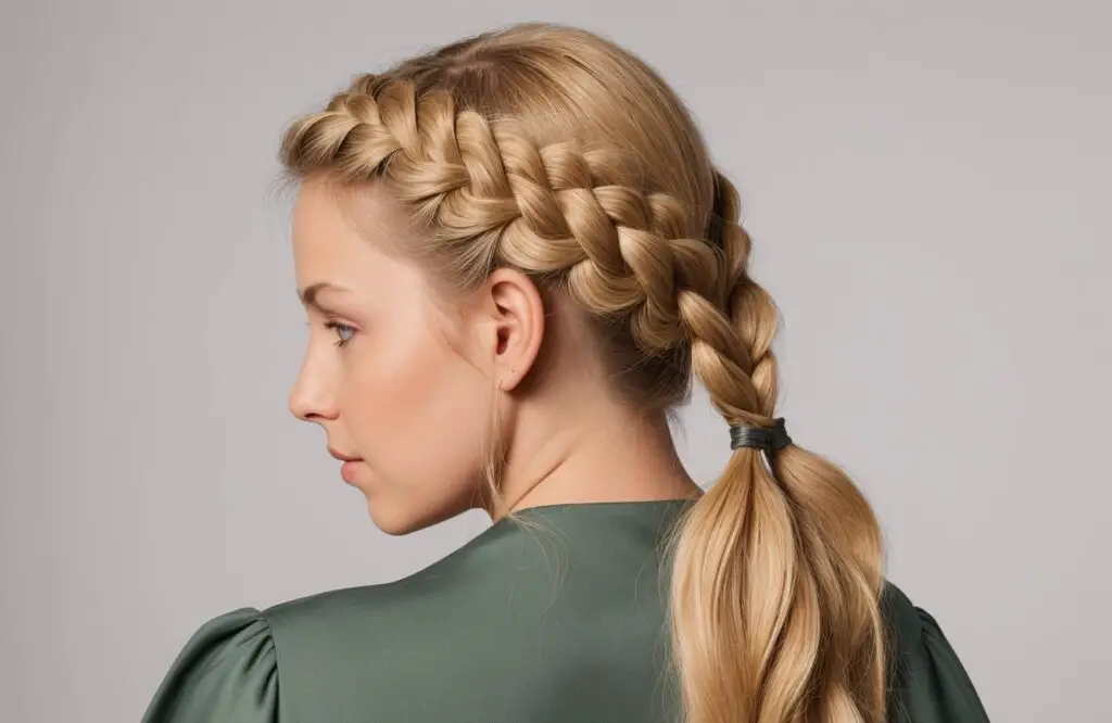 2 Pull-Through Braided Pigtails on Champagne Blonde hair color