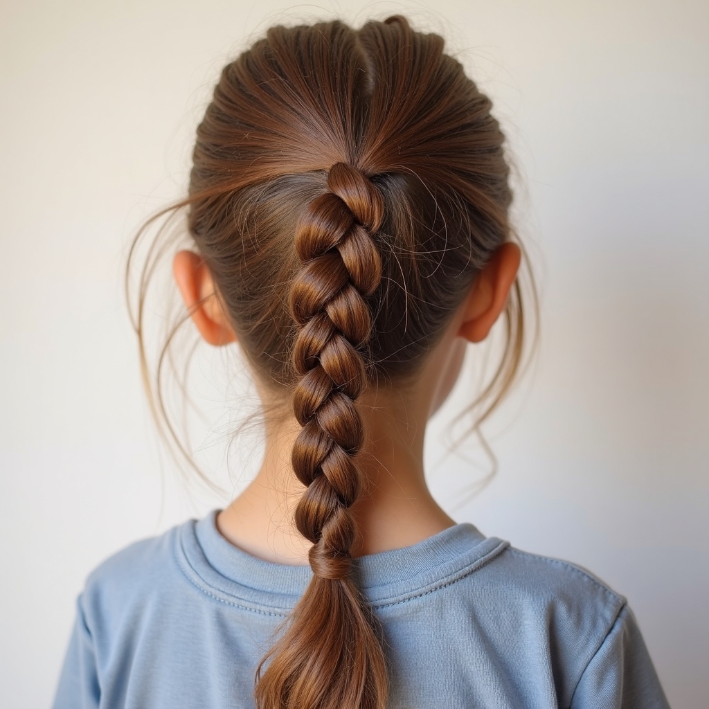 Girl's Dutch Braid Maple Brown Hair Color