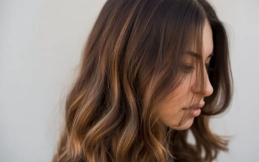 Hazelnut Highlights on Dark Hair