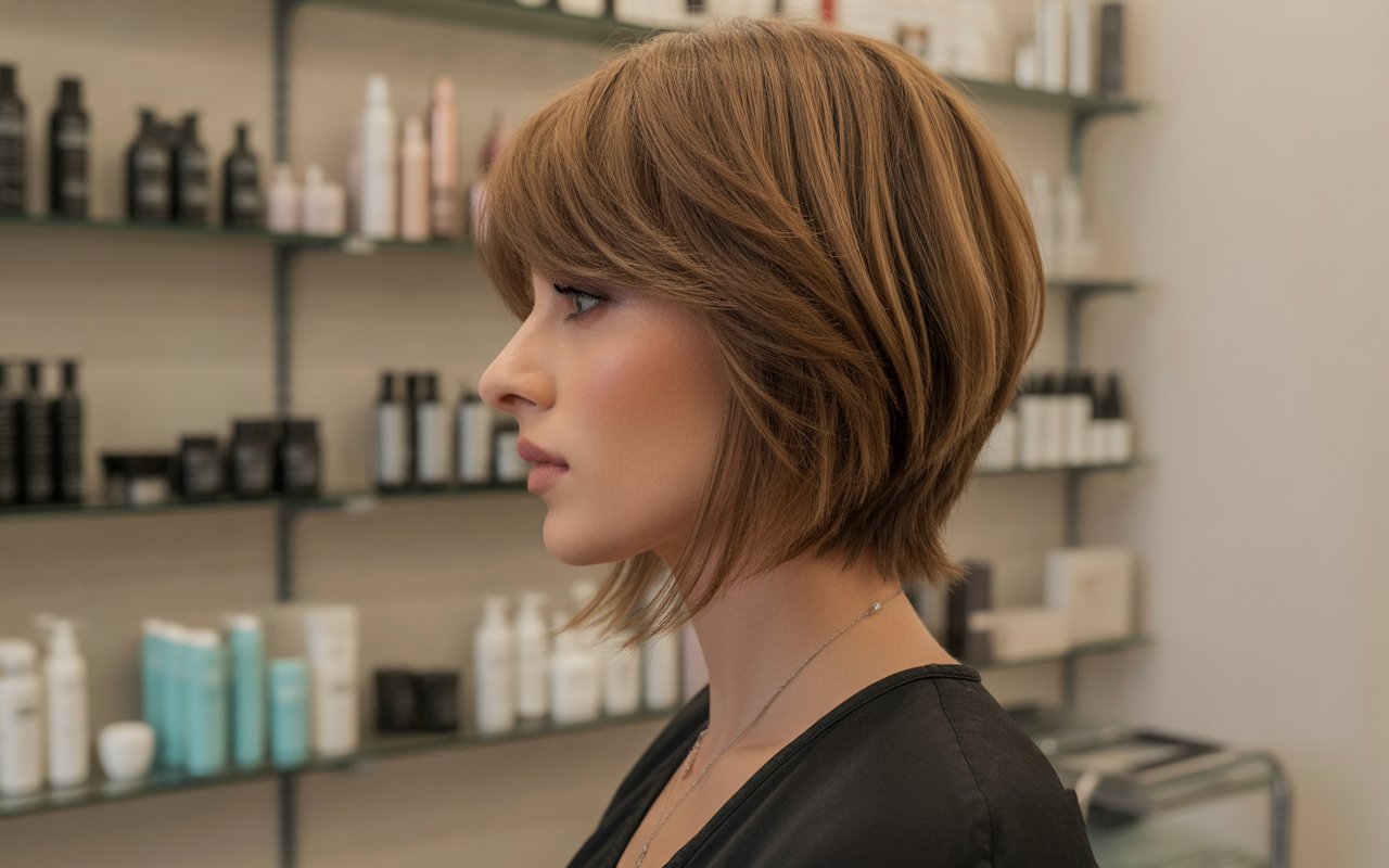 Woman with layered haircut