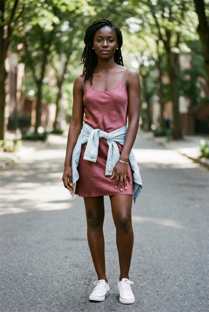 A Slip Dress + Low-Top Sneakers A Slip Dress + Low-Top Sneakers