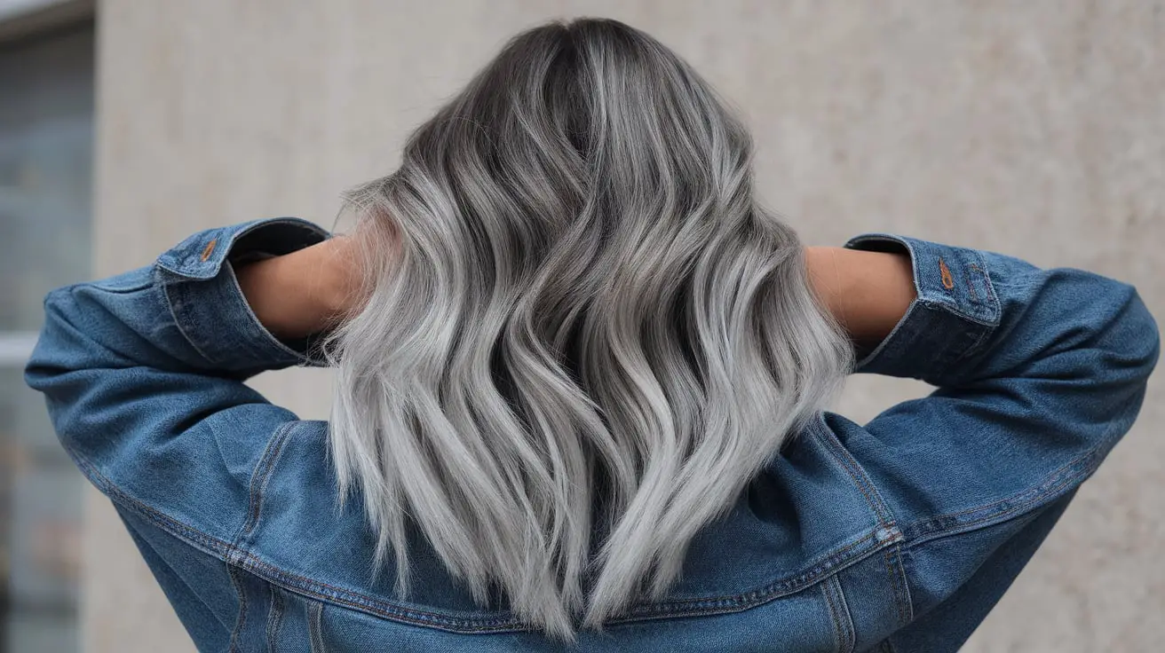 Gray Hair balayage on dark hair