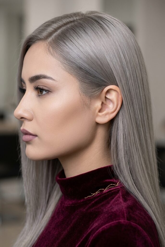 Afghan woman with Wella T18 lightest ash blonde toner result