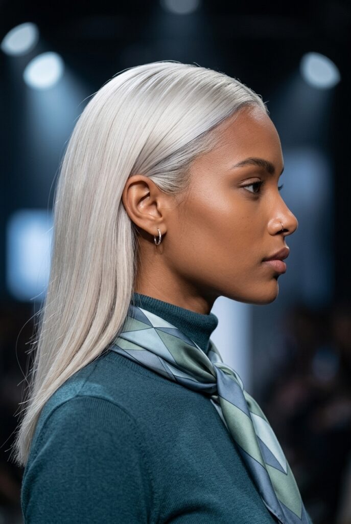 Antiguan woman with Garnier Nutrisse PL1 light platinum blonde hair