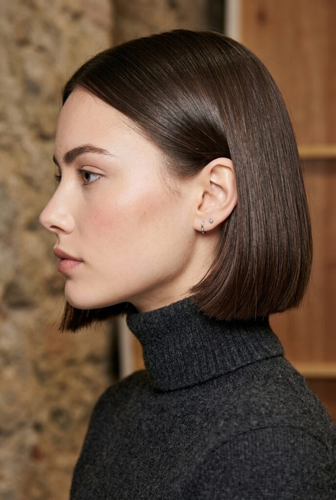 Austrian woman with a classic blunt Italian bob