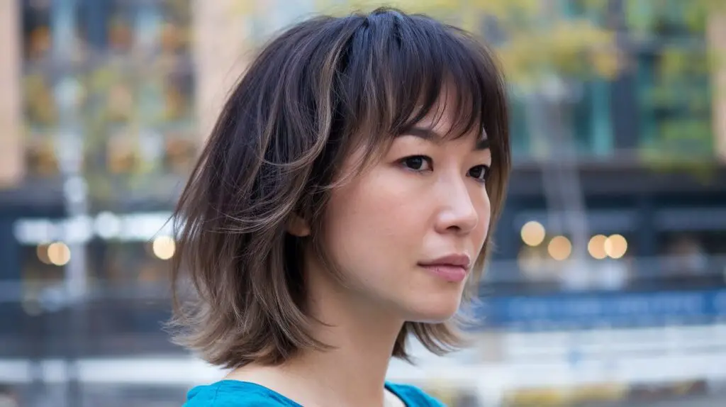 Asian woman with medium layered haircut