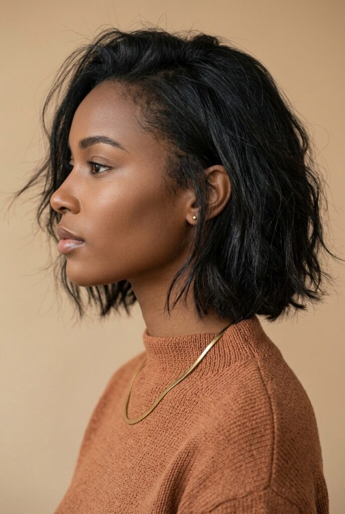 Beninese woman with a relaxed tousled Riviera bob