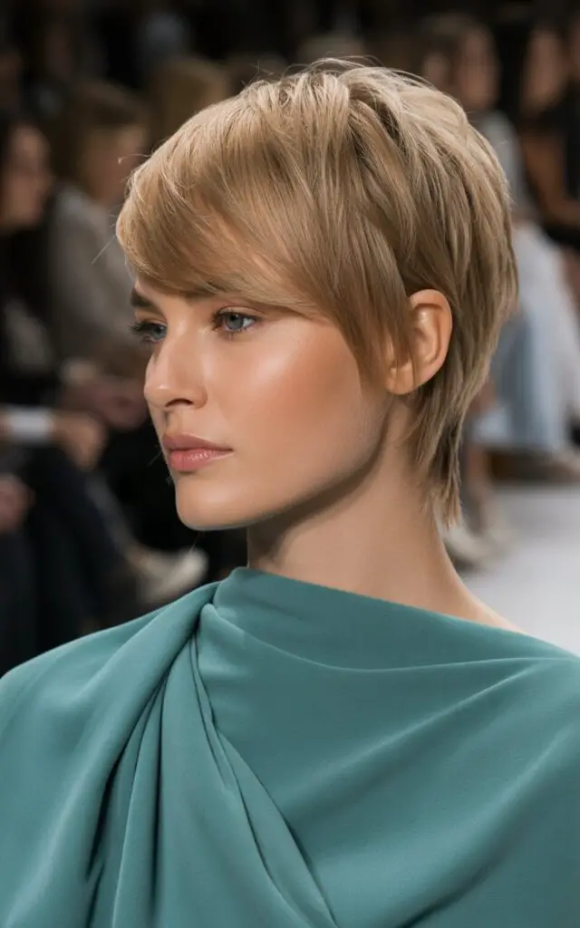 Bixie Cut hybrid style with textured layers and dimension for fresh youthful look