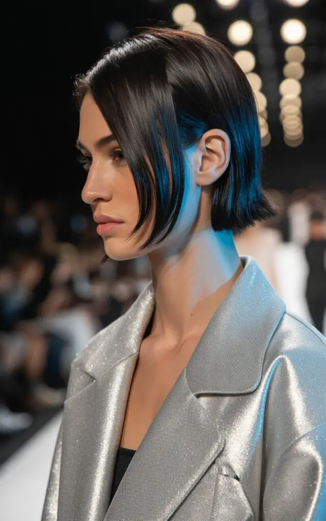 Black and Deep Blue hair highlights