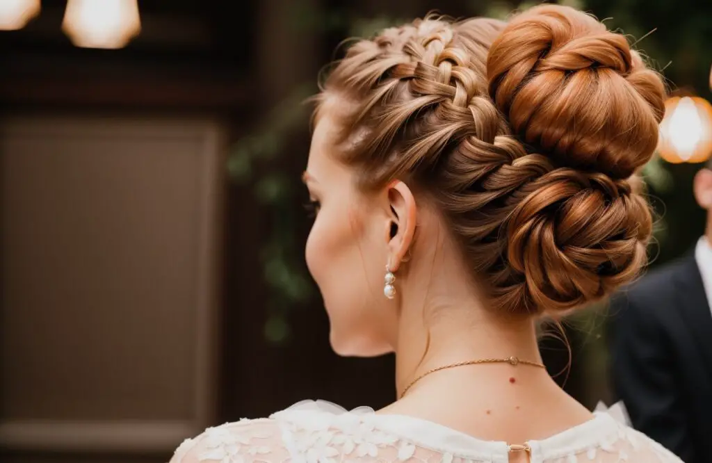 Braided Bun hairstyle for wedding on Light Copper hair color