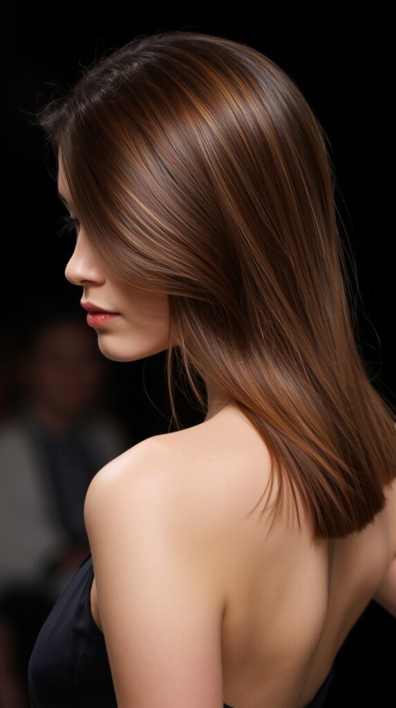 Chestnut Brown hair dye with Face-Framing Highlights