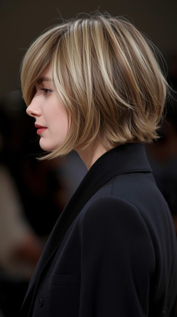 Chin-Length Layered Shag with Highlights Chin-Length Layered Shag with Highlights