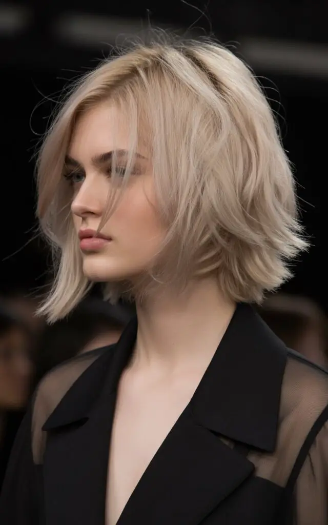 Choppy Long bob haircut with layers