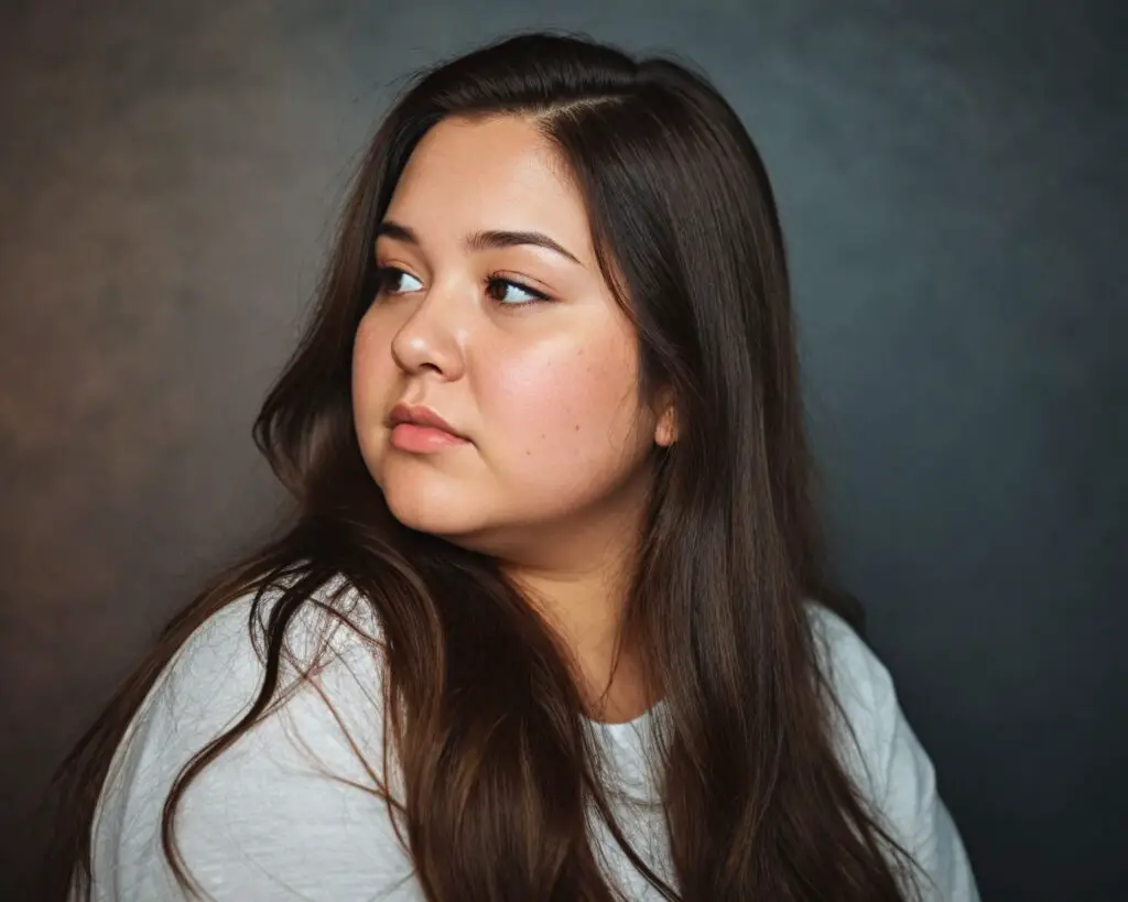 Chubby girl with long hair