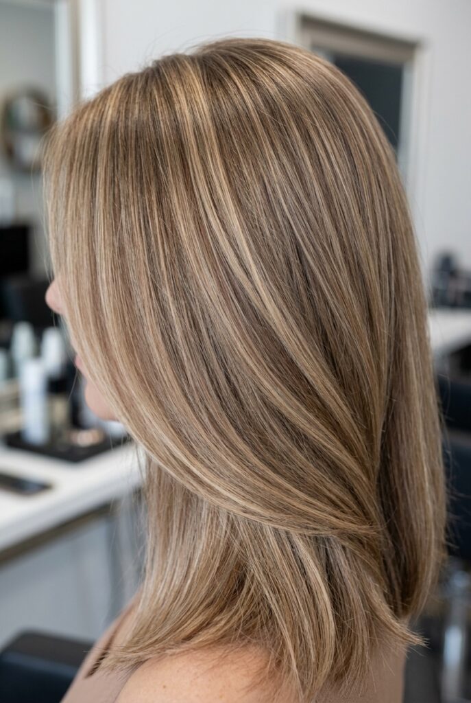 Closeup of hair with soft low contrast highlights and lowlights