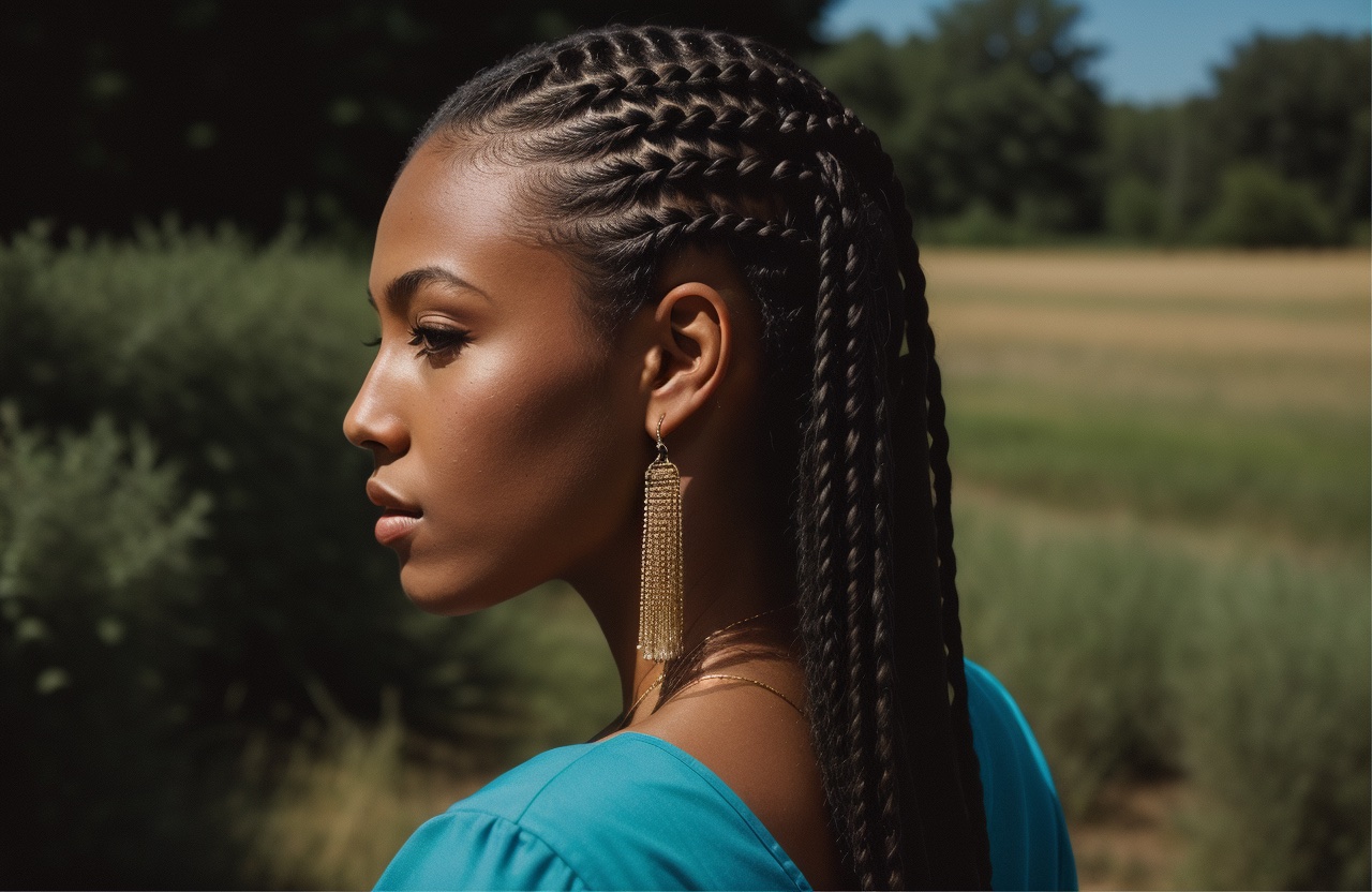 Cornrows in African American Woman