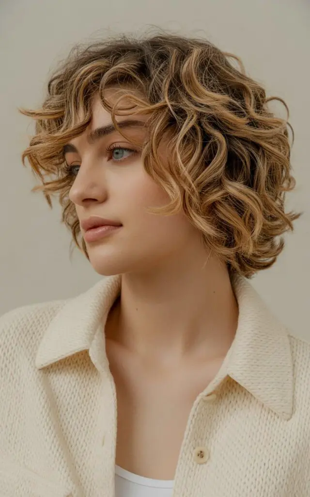 Curly Defined Shag on Medium Length Hair