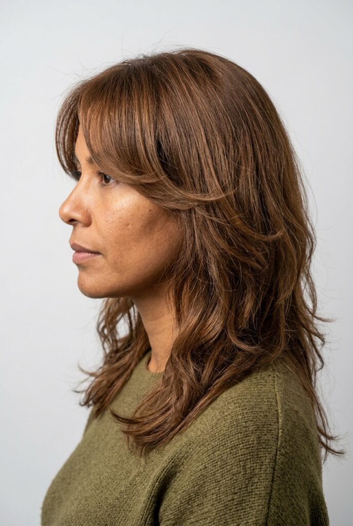 Curtain bangs with layers