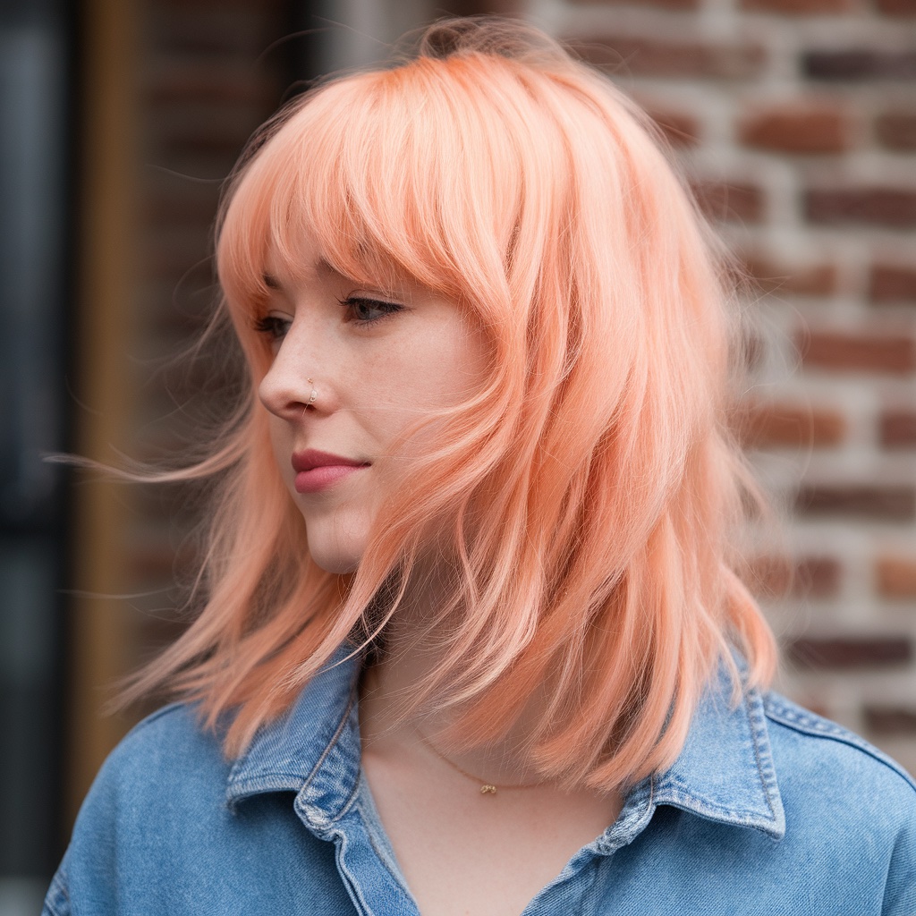 Hair Fringe and Bangs Pastel Orange Hair Color