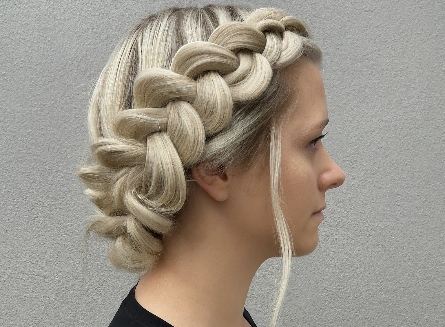 Dutch Braid Platinum Blonde Hair Color