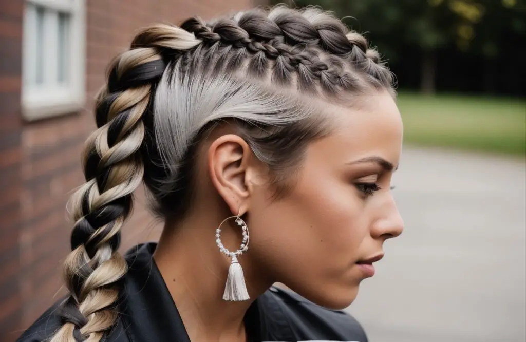 Dutch Mohawk Braid on Charcoal Gray hair color