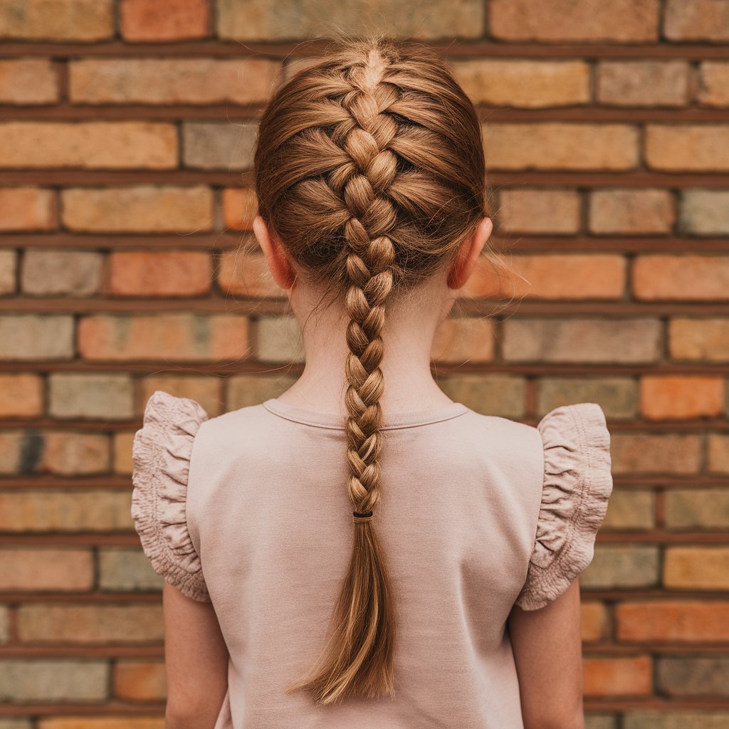 Girl's Dutch Braid Cinnamon Hair Color