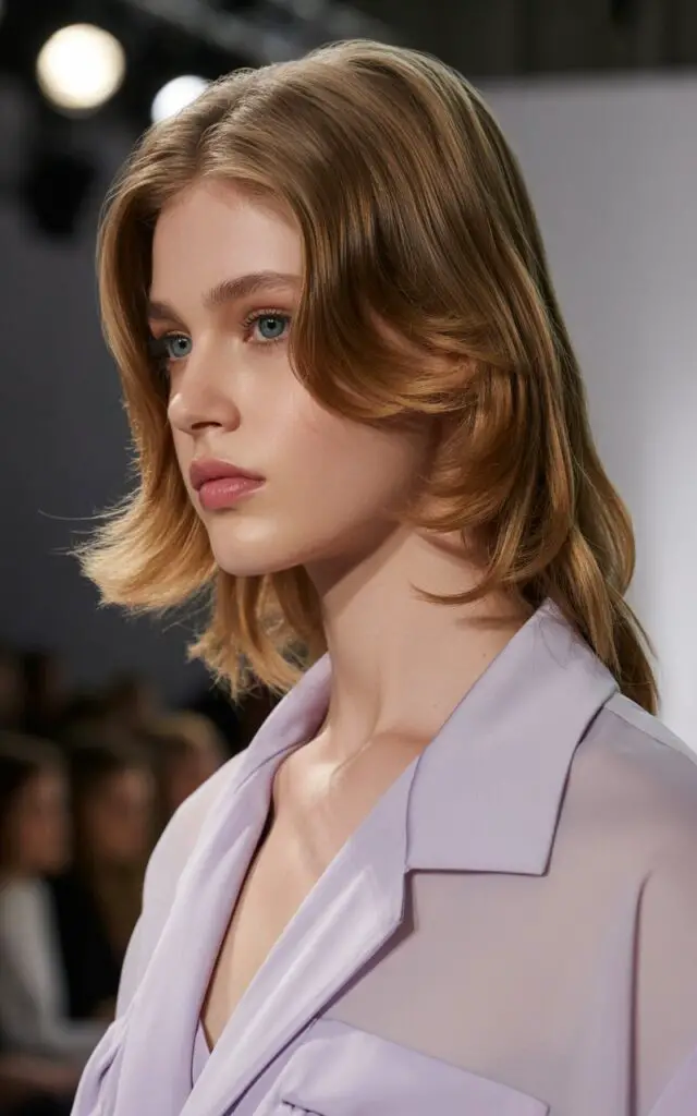 Face-Framing Layers around cheekbones that soften features and draw attention to eyes for youthful look