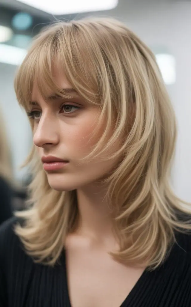 Feathered Layers with Curtain Bangs