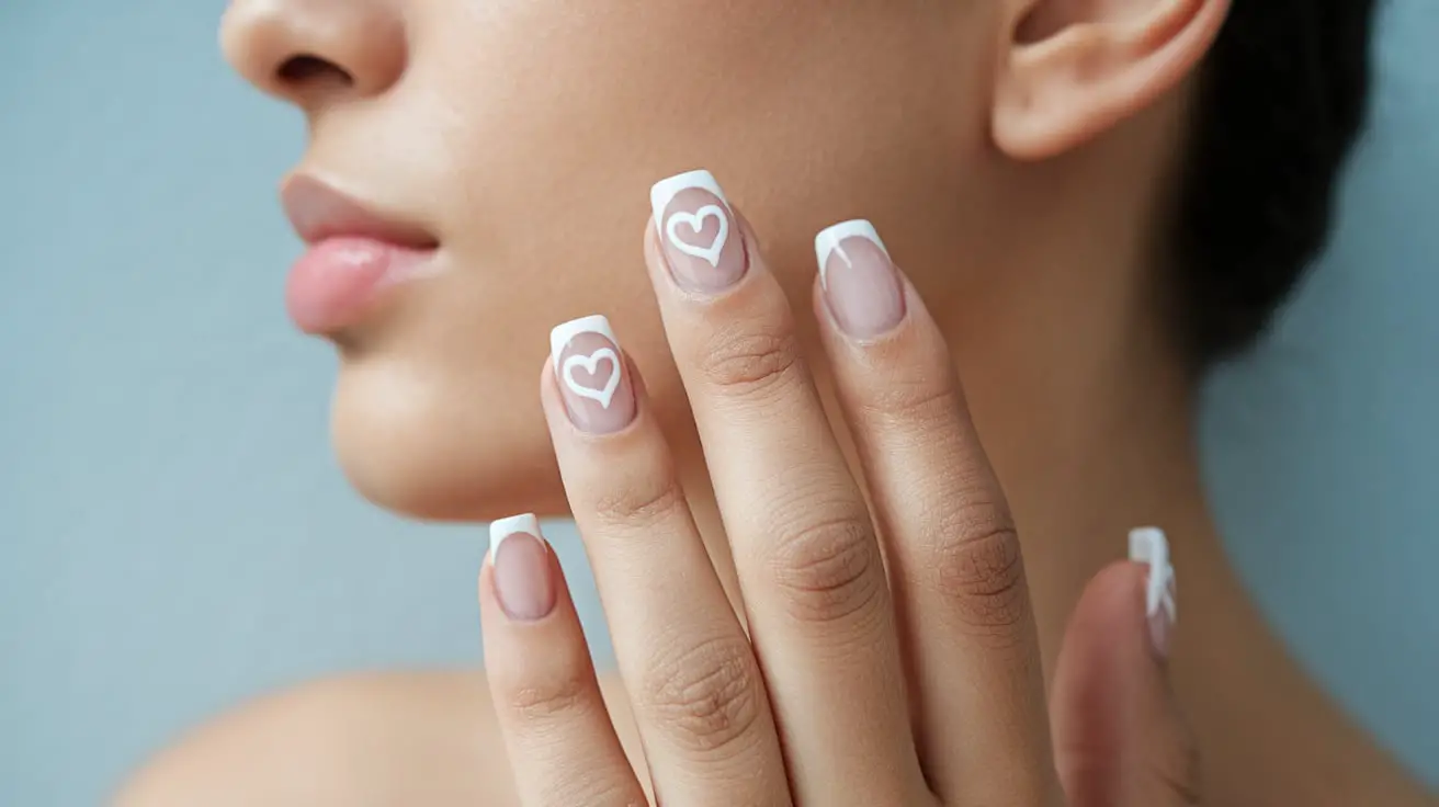 French Tip Nails with Heart