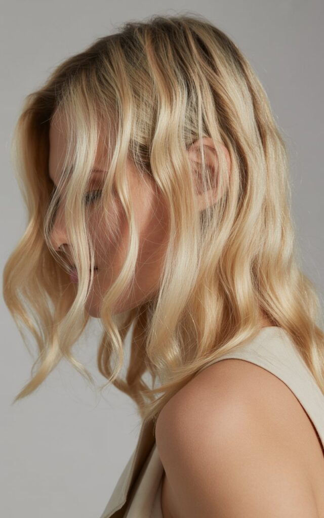 Full closeup to Rooted Vanilla Blonde