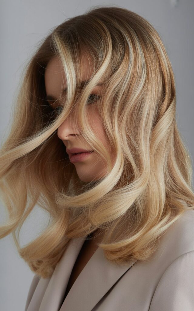 Full closeup to Vanilla Blonde Balayage