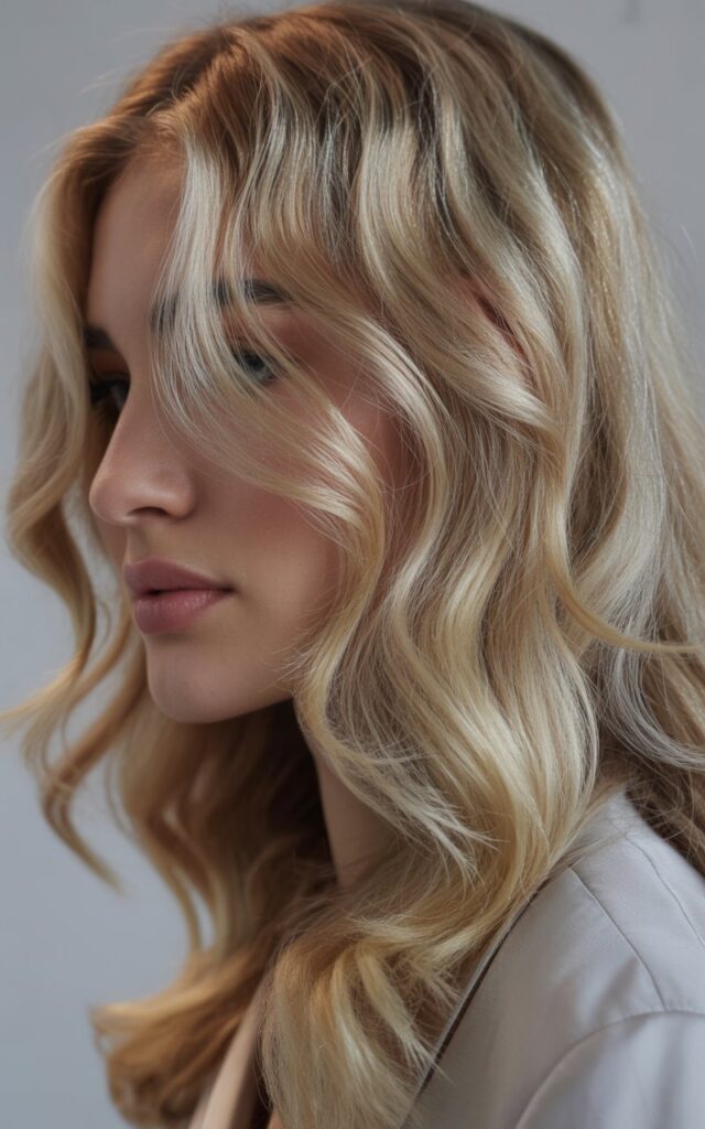 Full closeup to Vanilla Blonde Highlights