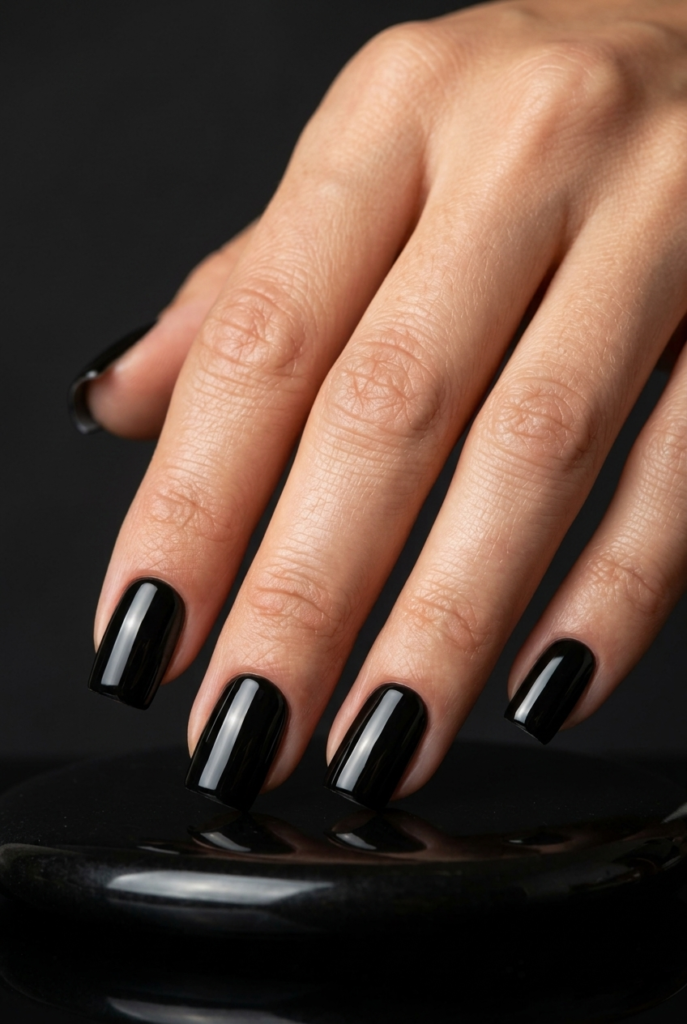 Glossy Black Square Nails Glossy Black Square Nails