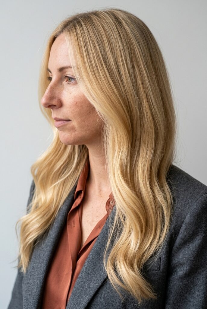 Golden vanilla blonde hair color