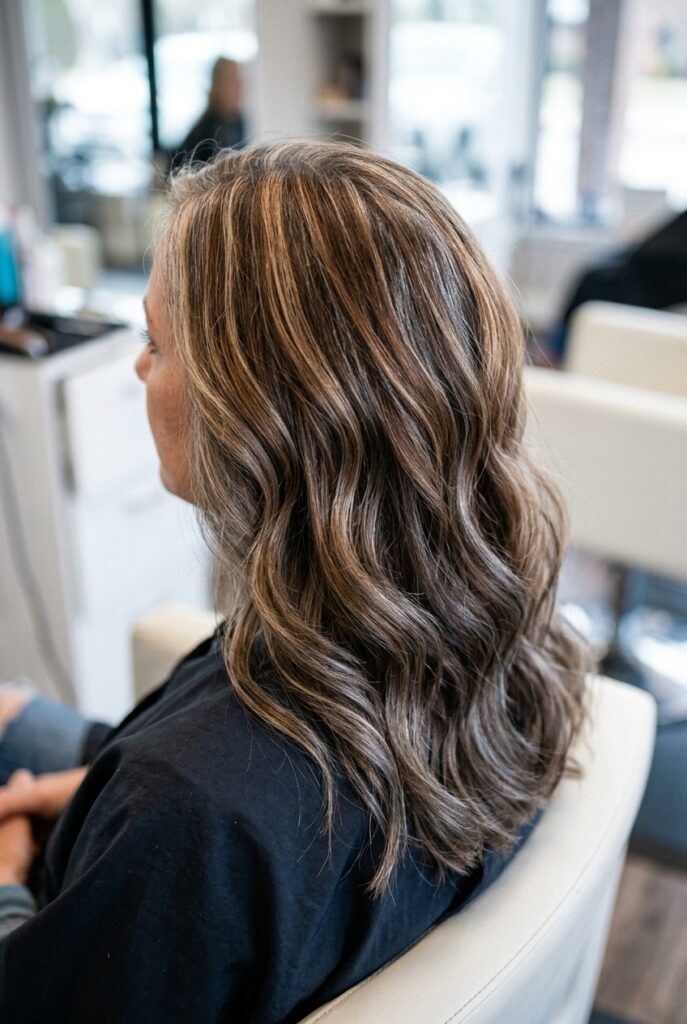 Highlights and lowlights creating a multi tonal blend over gray regrowth