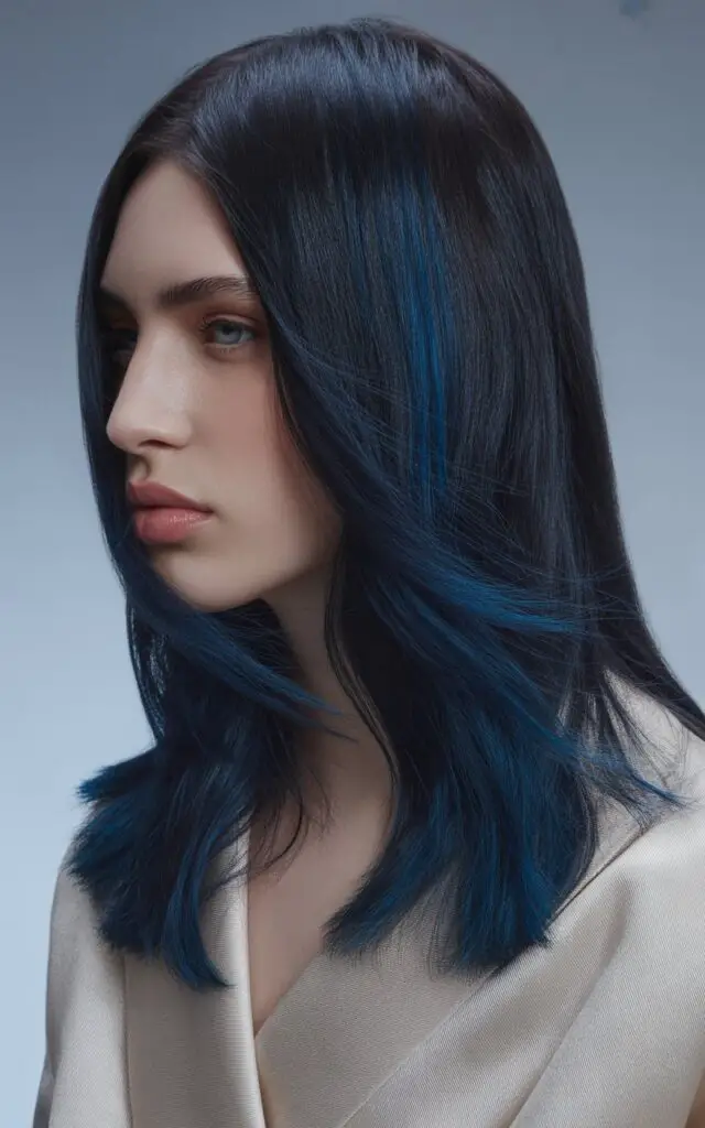 Jet Black with Blue Undertones hair color