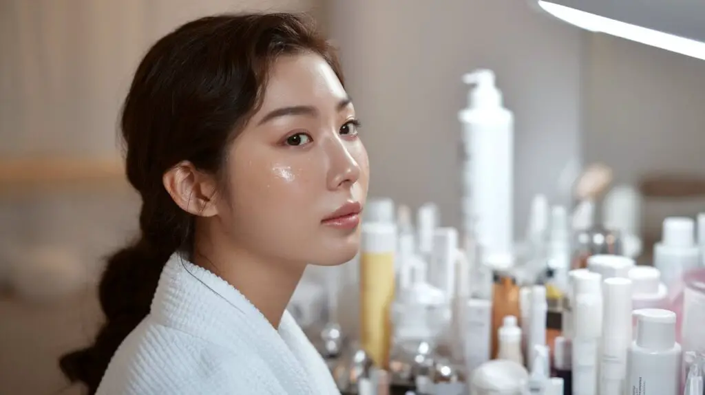 Korean Woman with Serum on Face