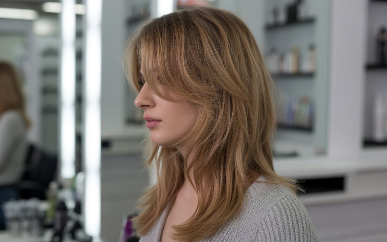 Woman with Layered Haircut and long hair