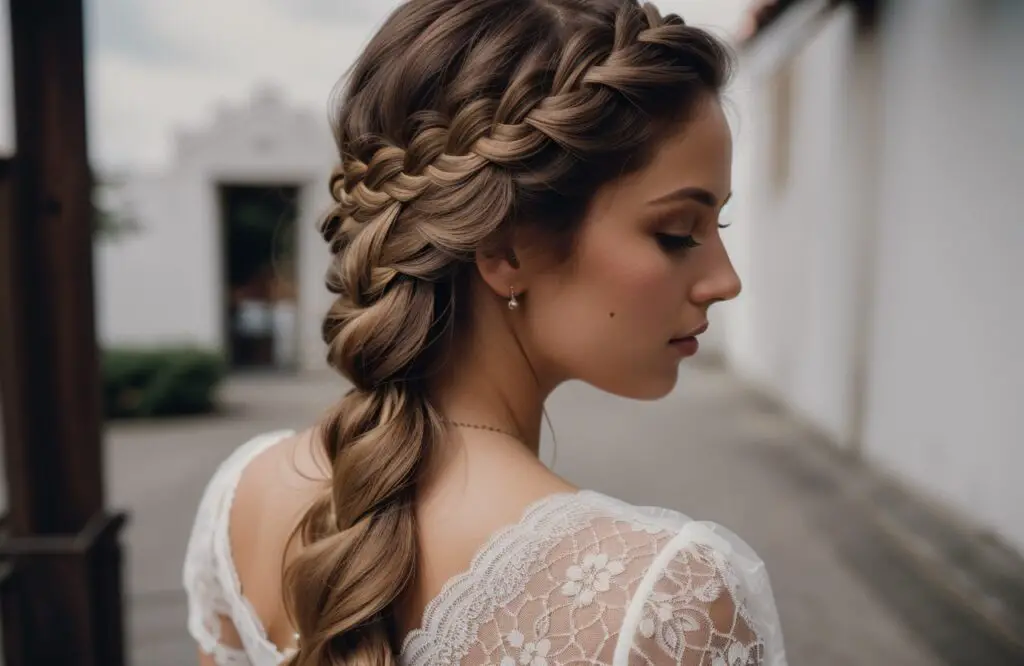 Lace Braiding on Long Brown Hair