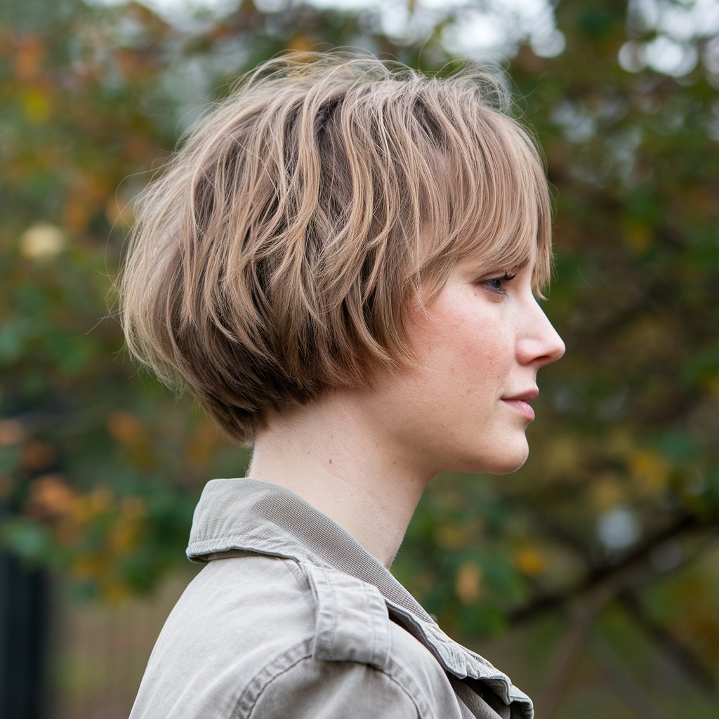 Brown Short Shaggy Bob