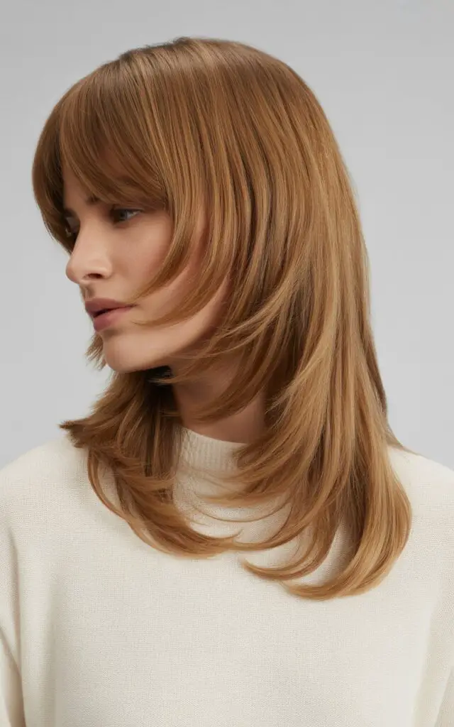 Long Layered Cut with Curtain Bangs