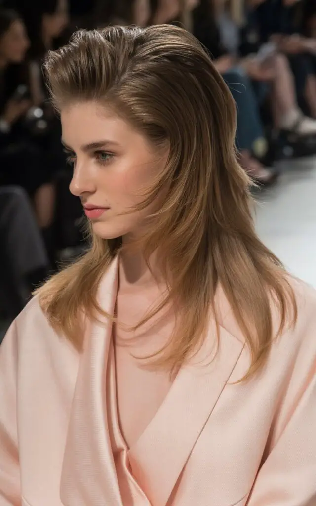 Long Layers with Side Part that creates volume at crown and movement for sophisticated youthful look