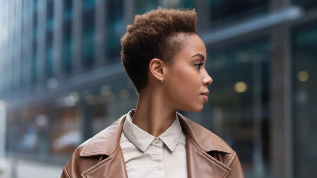 tapered afro dark brown hair