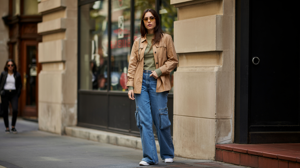woman with Wide Leg Jeans Outfit