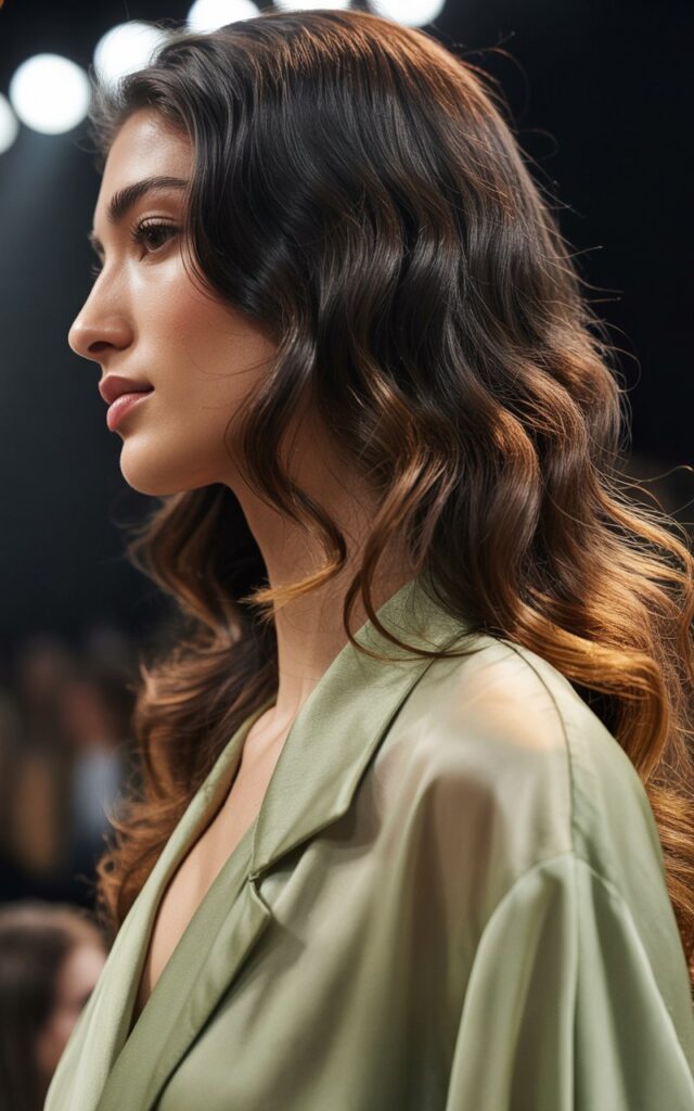 mocha black hair with warm creamy dimensional dark color that shifts in the light