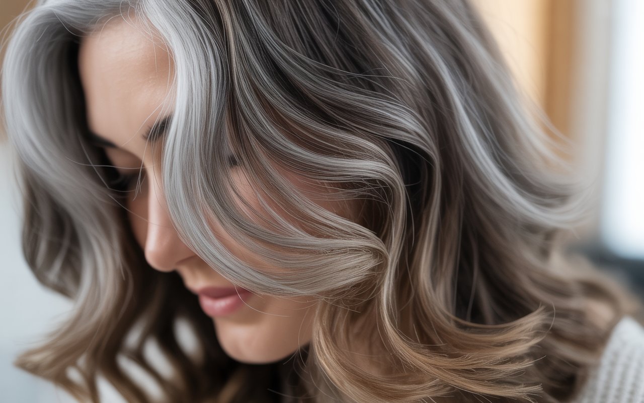 Natural Gray Hair blend When Growing Out