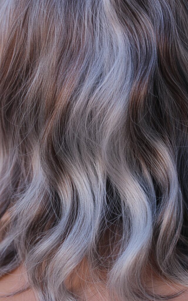 Natural Gray Hair blend When Growing out. Only showup the hair, not the woman's face