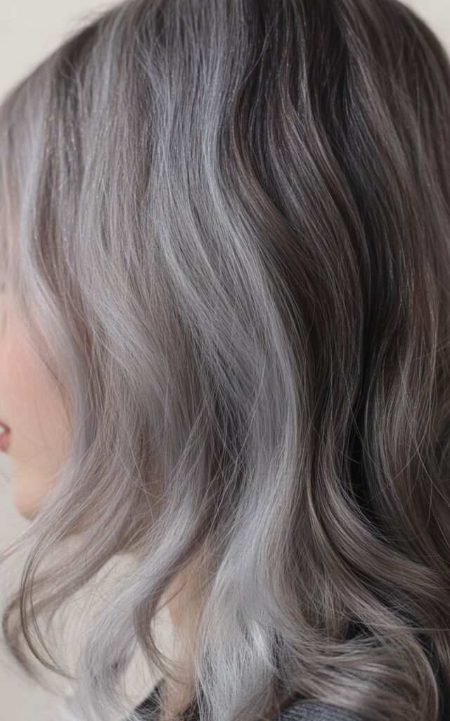 Natural Gray Hair blend When Growing with Root Smudge